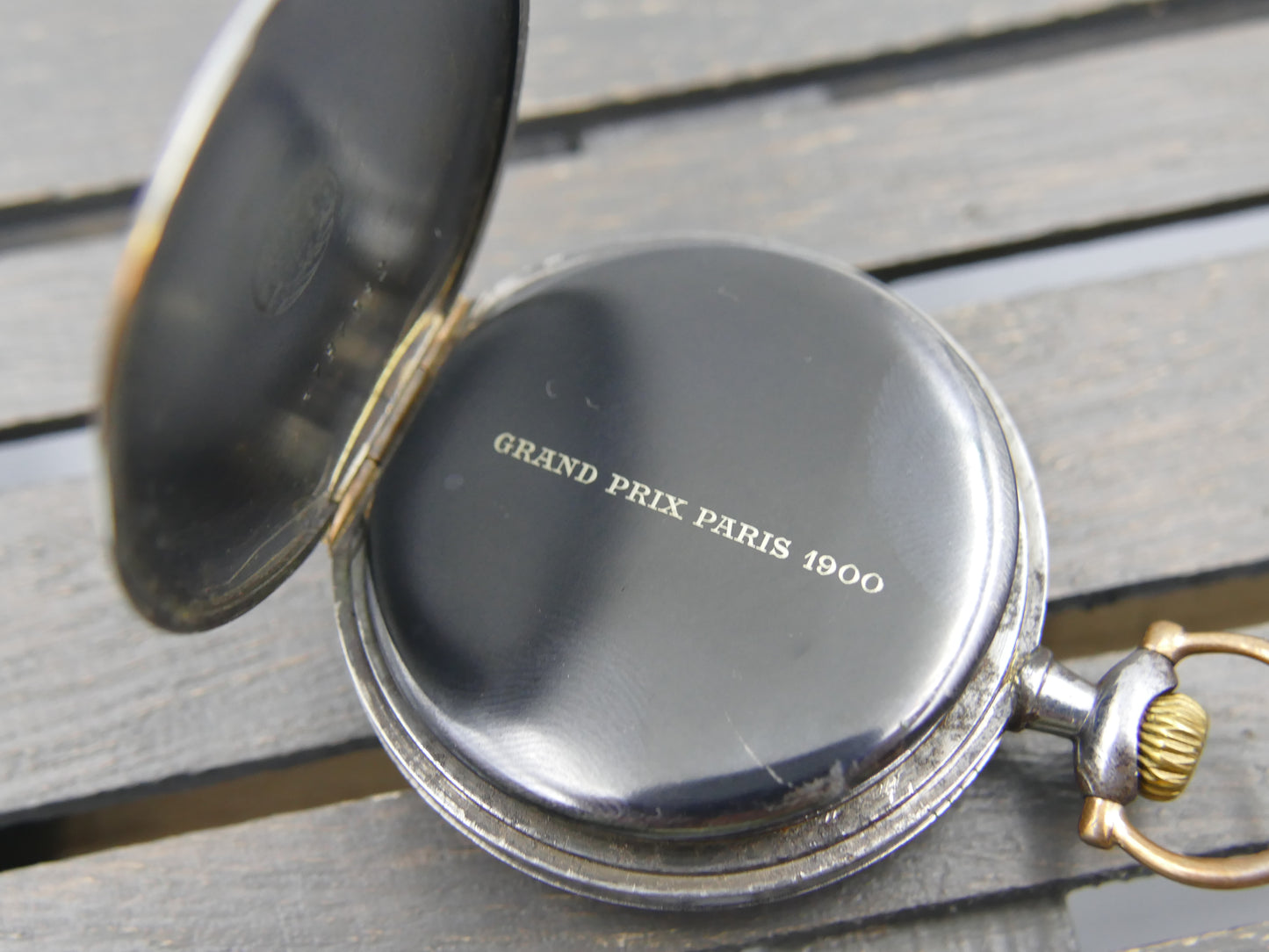 1914 vintage gousset pocket watch Zenith hand wind Gun metal grand prix
