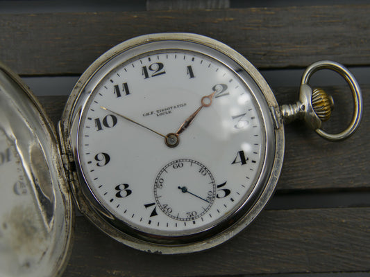 10s vintage gousset pocket watch savonnette Tissot hand wind solid silver 0.800