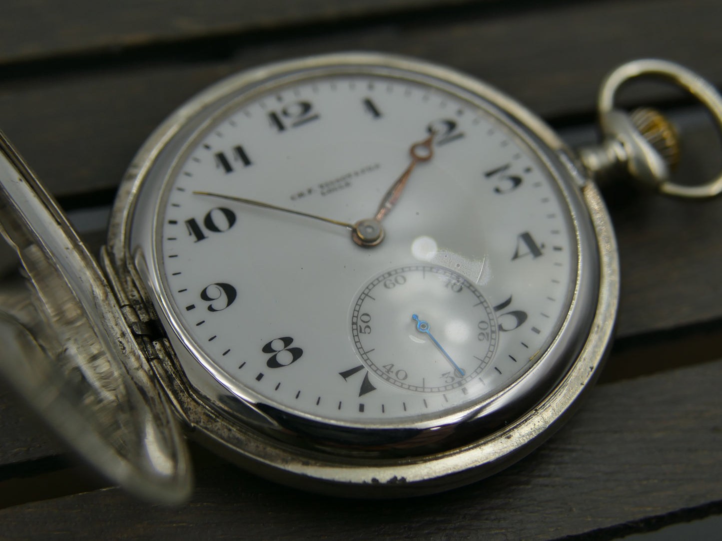 10s vintage gousset pocket watch savonnette Tissot hand wind solid silver 0.800