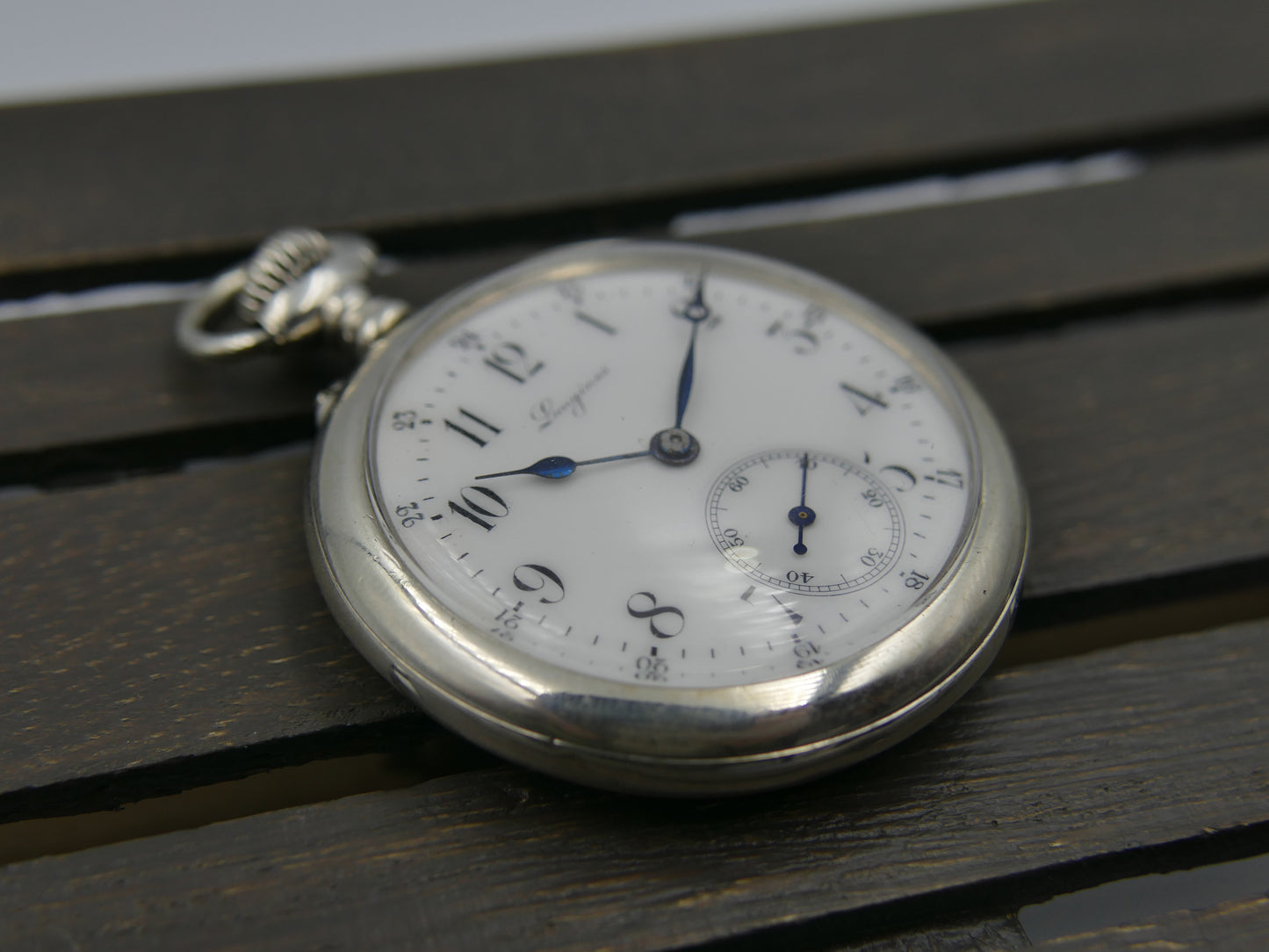 10s vintage gousset pocket watch Longines hand wind solid silver 0.900