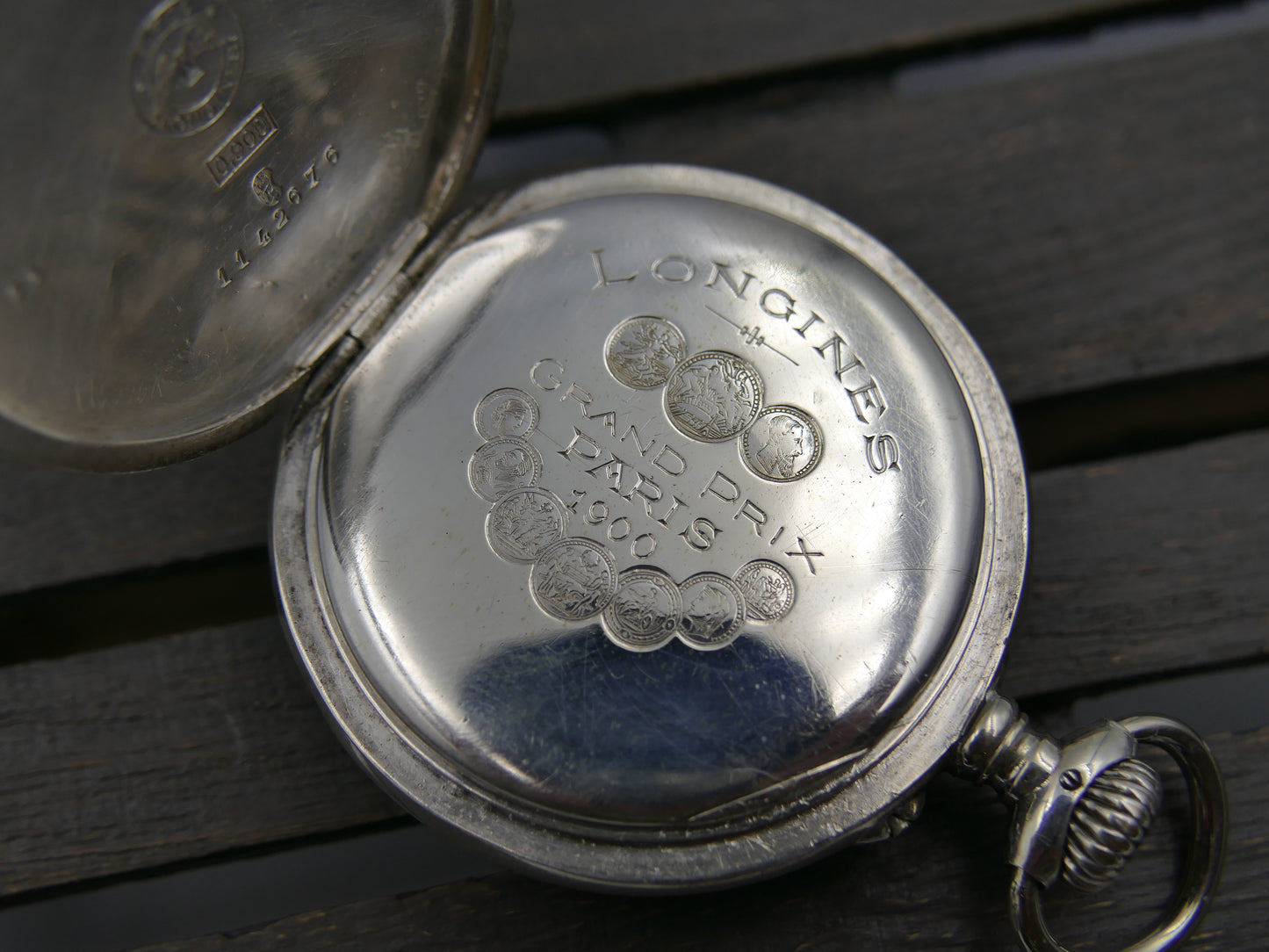 10s vintage gousset pocket watch Longines hand wind solid silver 0.900