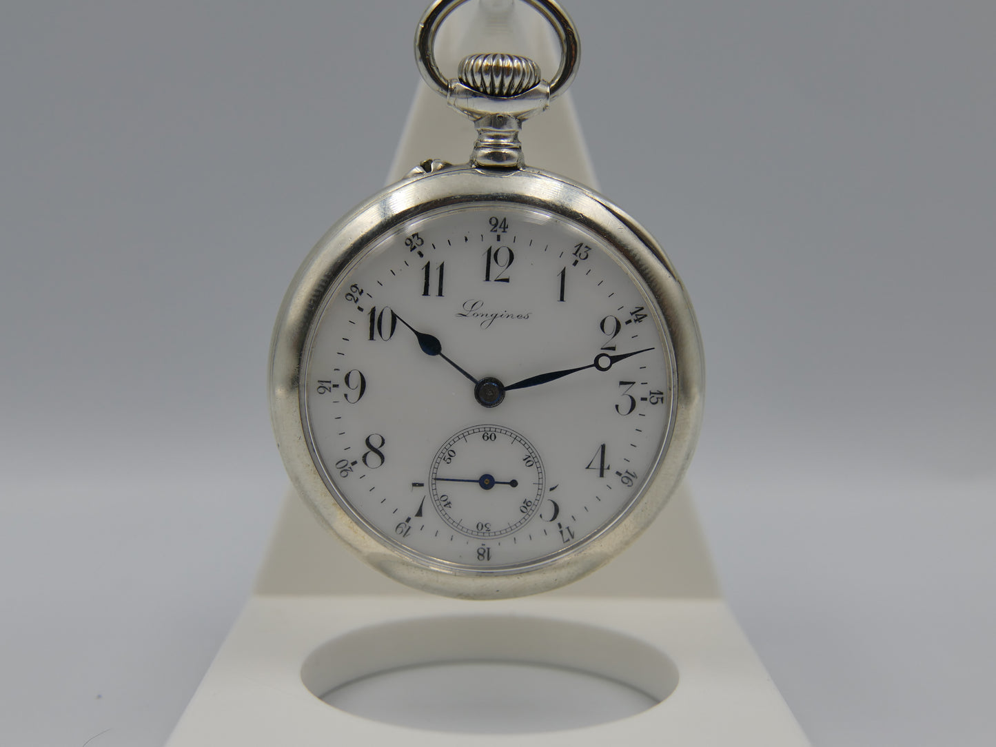 10s vintage gousset pocket watch Longines hand wind solid silver 0.900