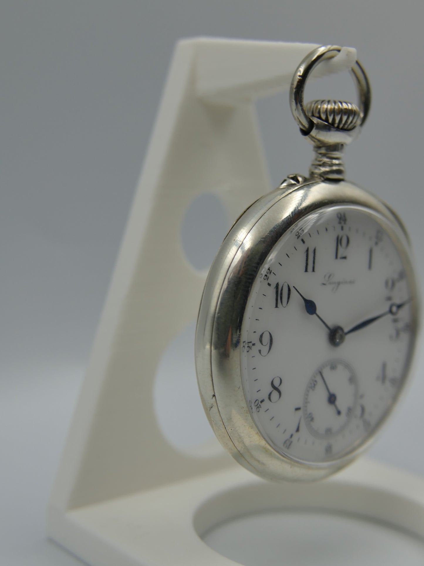 10s vintage gousset pocket watch Longines hand wind solid silver 0.900