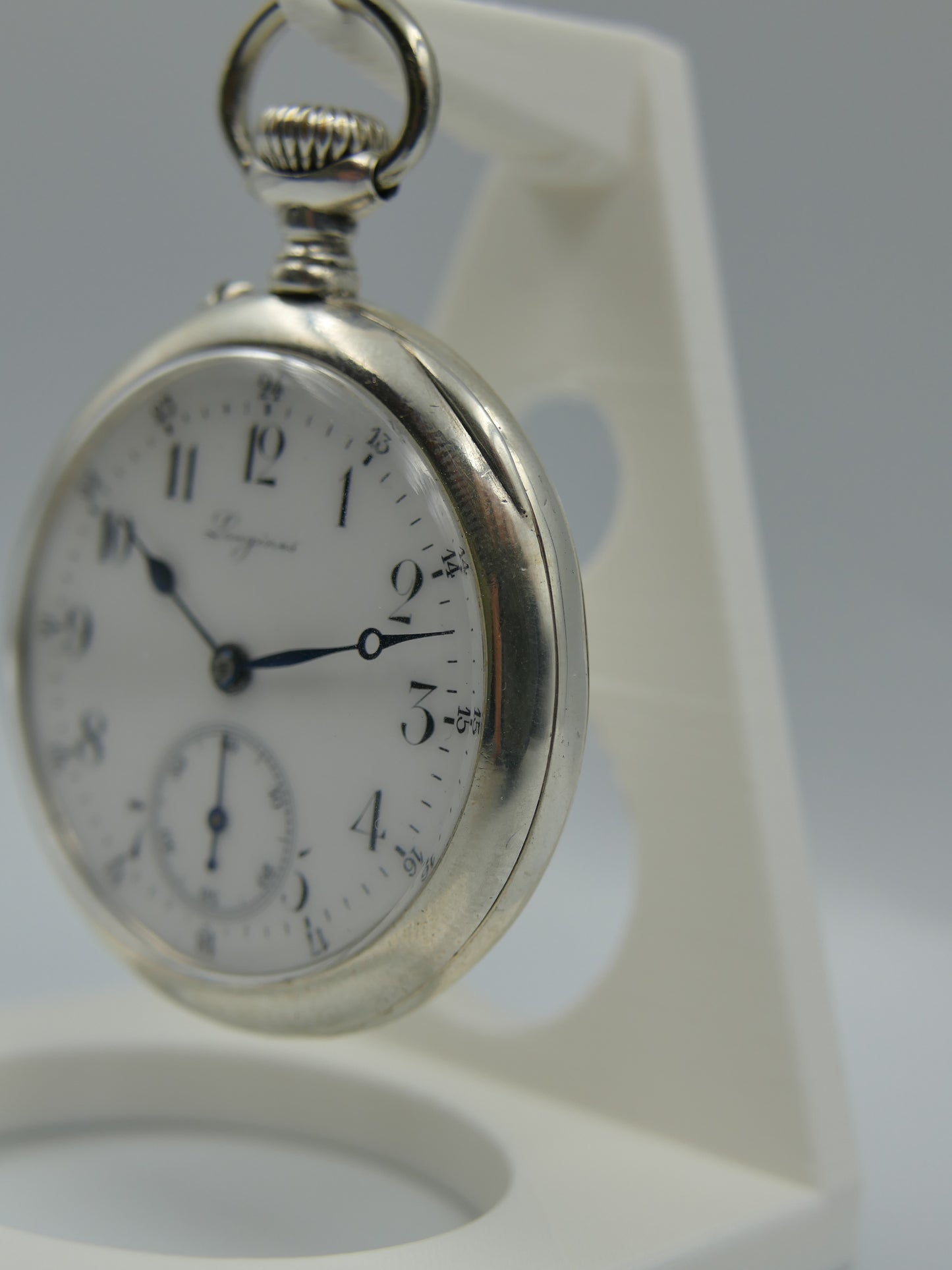 10s vintage gousset pocket watch Longines hand wind solid silver 0.900