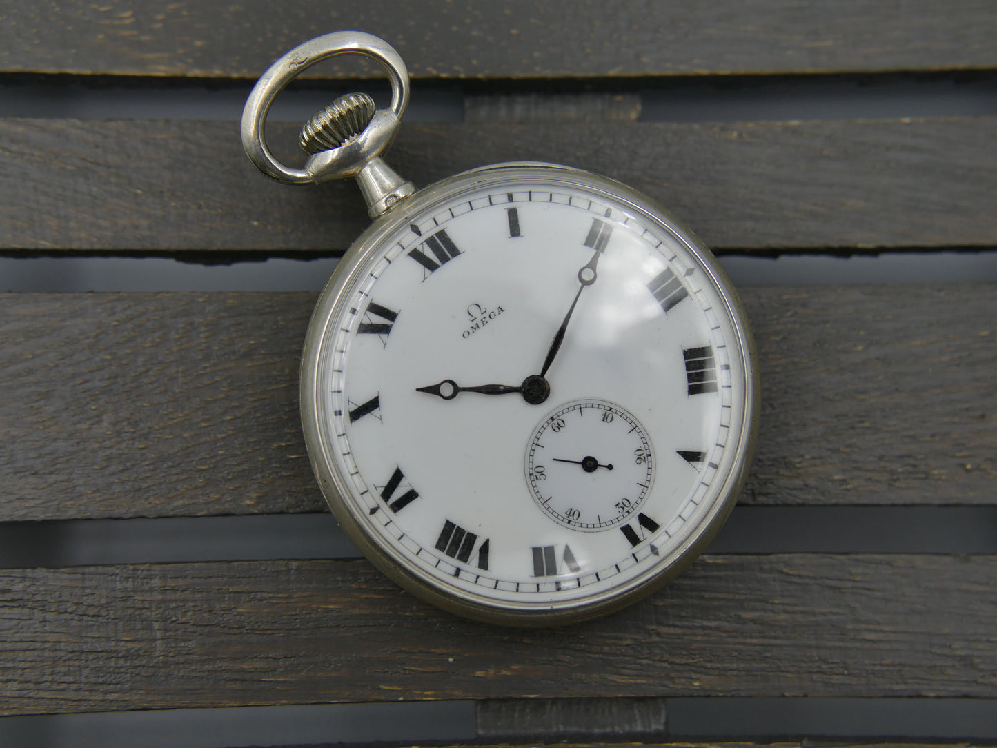 1912 vintage gousset pocket watch Omega 18’’’ L7-16p manual wind solid silver case