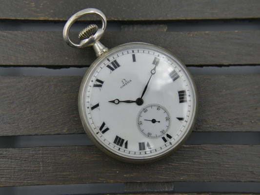 1912 vintage gousset pocket watch Omega 18’’’ L7-16p manual wind solid silver case