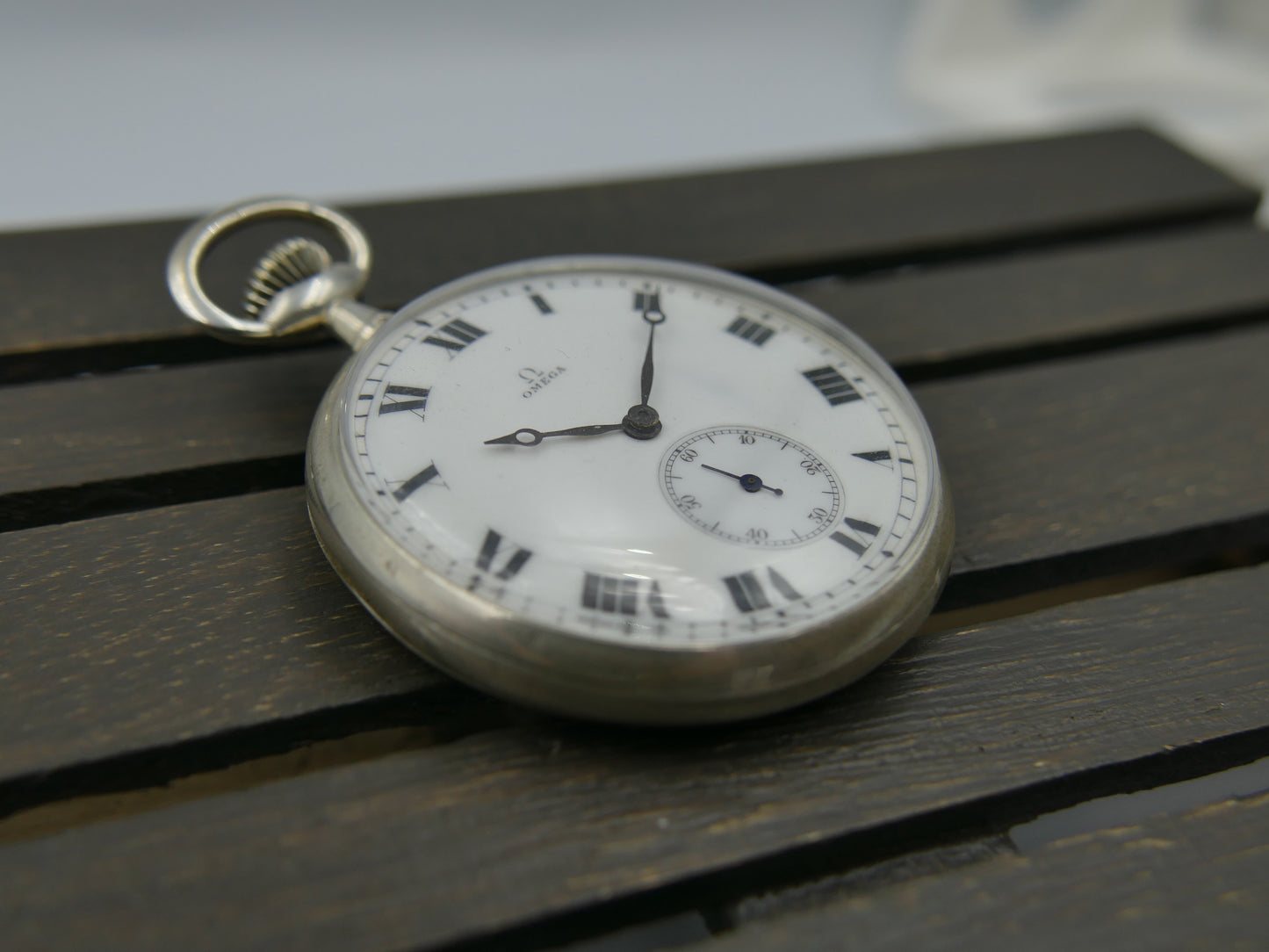 1912 vintage gousset pocket watch Omega 18’’’ L7-16p manual wind solid silver case