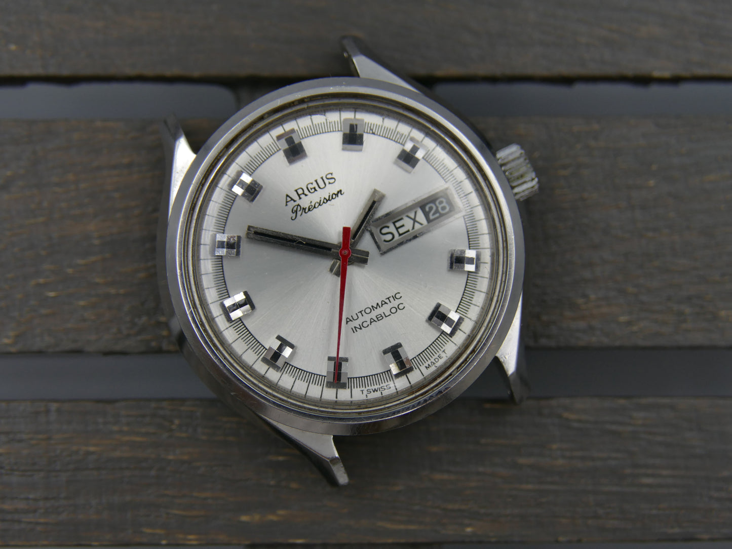 70s vintage watch mens swiss Argus precision automatic day&date AS 2066