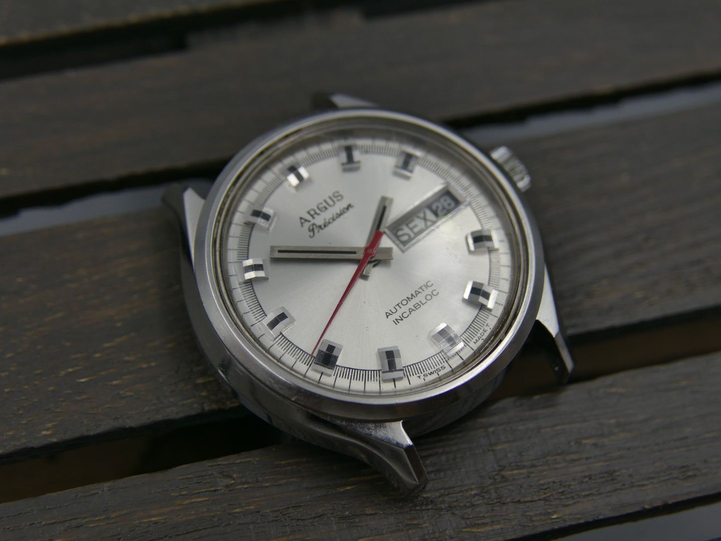 70s vintage watch mens swiss Argus precision automatic day&date AS 2066