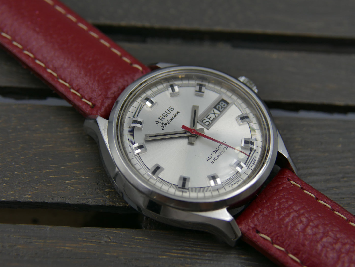 70s vintage watch mens swiss Argus precision automatic day&date AS 2066