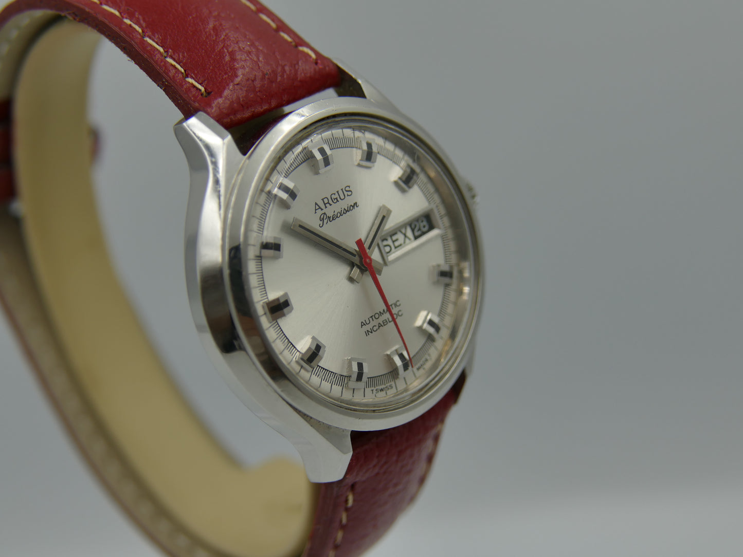 70s vintage watch mens swiss Argus precision automatic day&date AS 2066