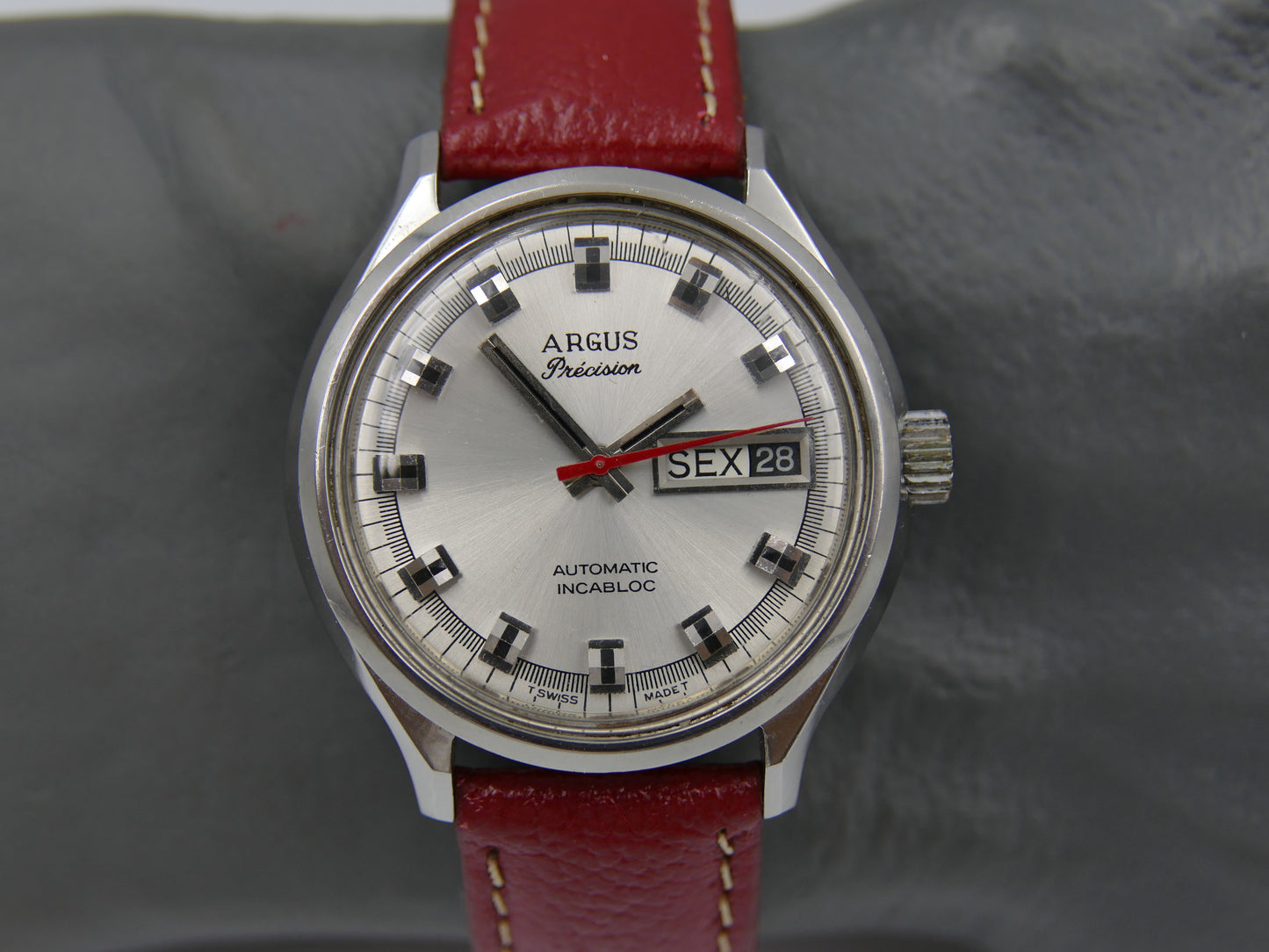 70s vintage watch mens swiss Argus precision automatic day&date AS 2066