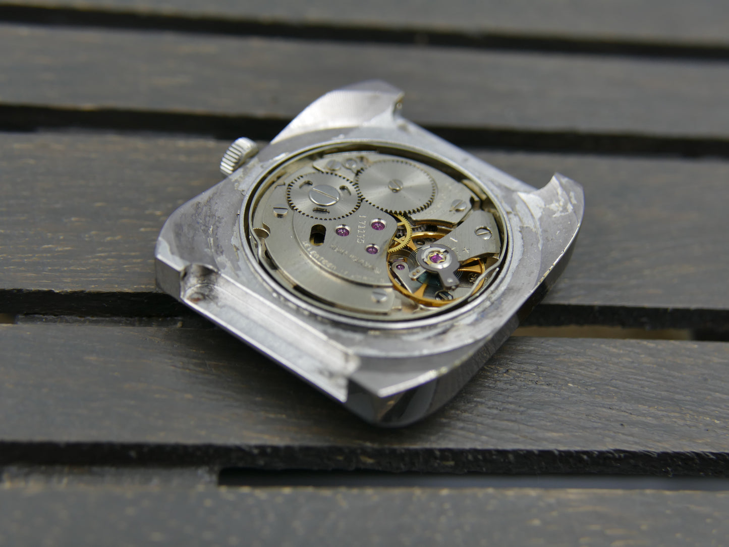 70s vintage watch mens La Martine ref 6282 hand wind AS 1900 blue dial