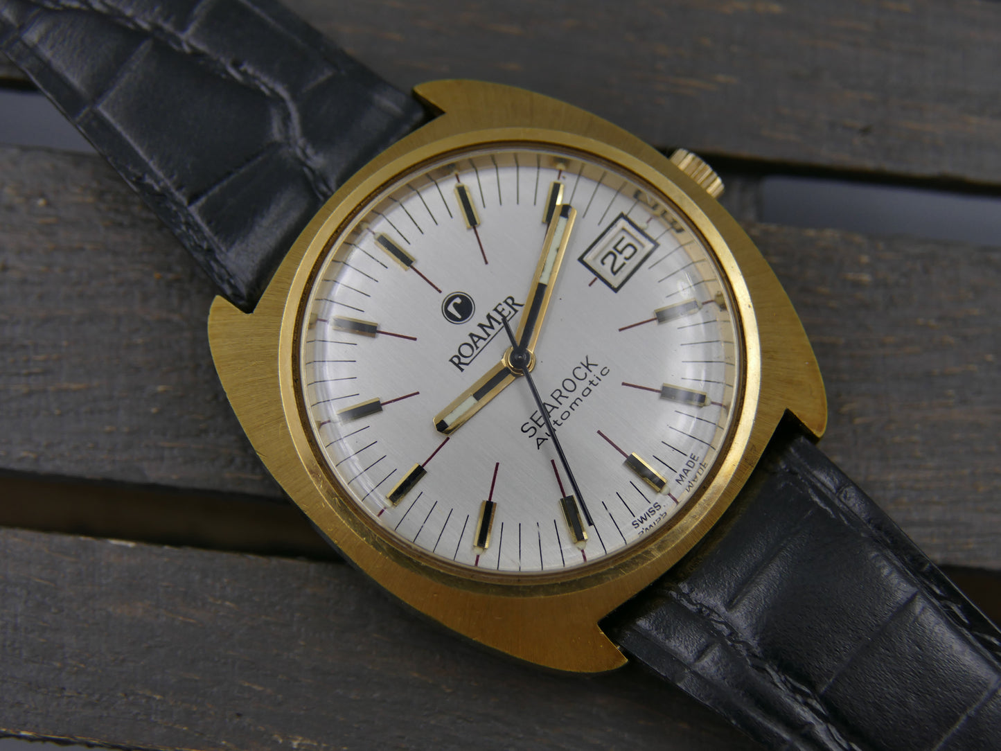 70s vintage watch mens Roamer Searock automatic MOD 522.2210.327 MINT