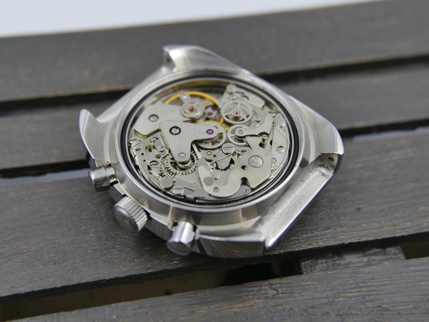 70s vintage watch chronograph Elge valjoux 7734 jumbo 40mm Yachting Racing NOS