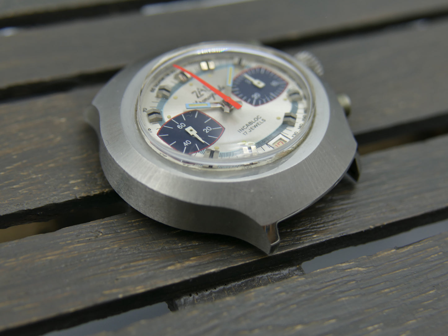 70s vintage watch mens ZAL chronograph valjoux 7734 panda