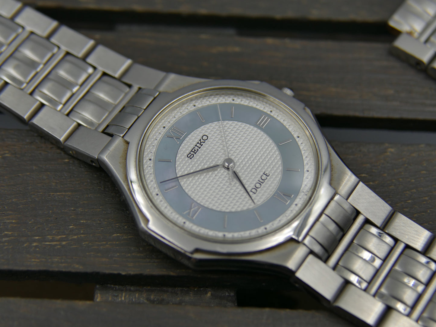 90s vintage Seiko Dolce 8j41 Tiffany Blue Mother of Pearl Nautilus genta Tapisserie Dial JPM