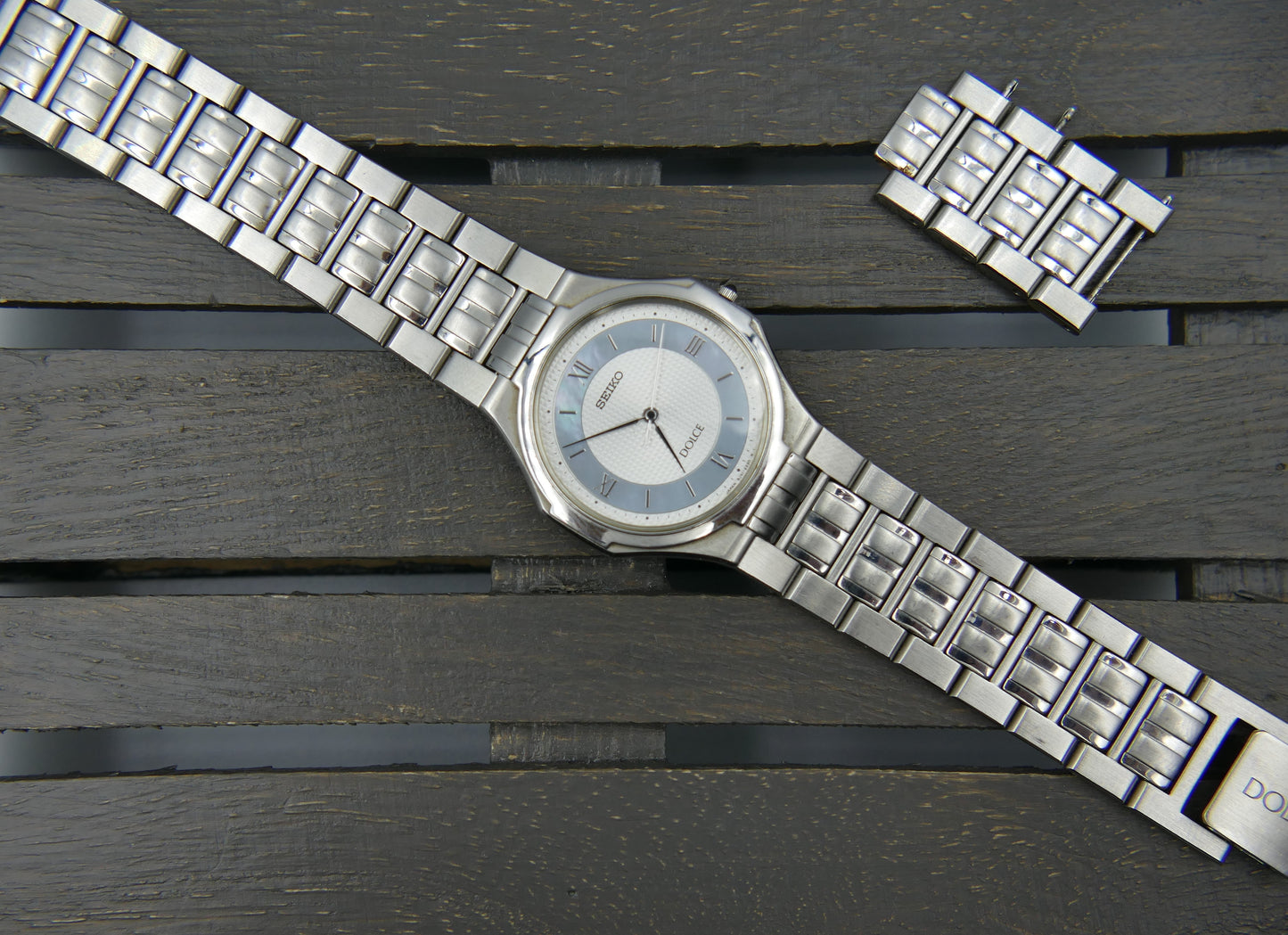 90s vintage Seiko Dolce 8j41 Tiffany Blue Mother of Pearl Nautilus genta Tapisserie Dial JPM