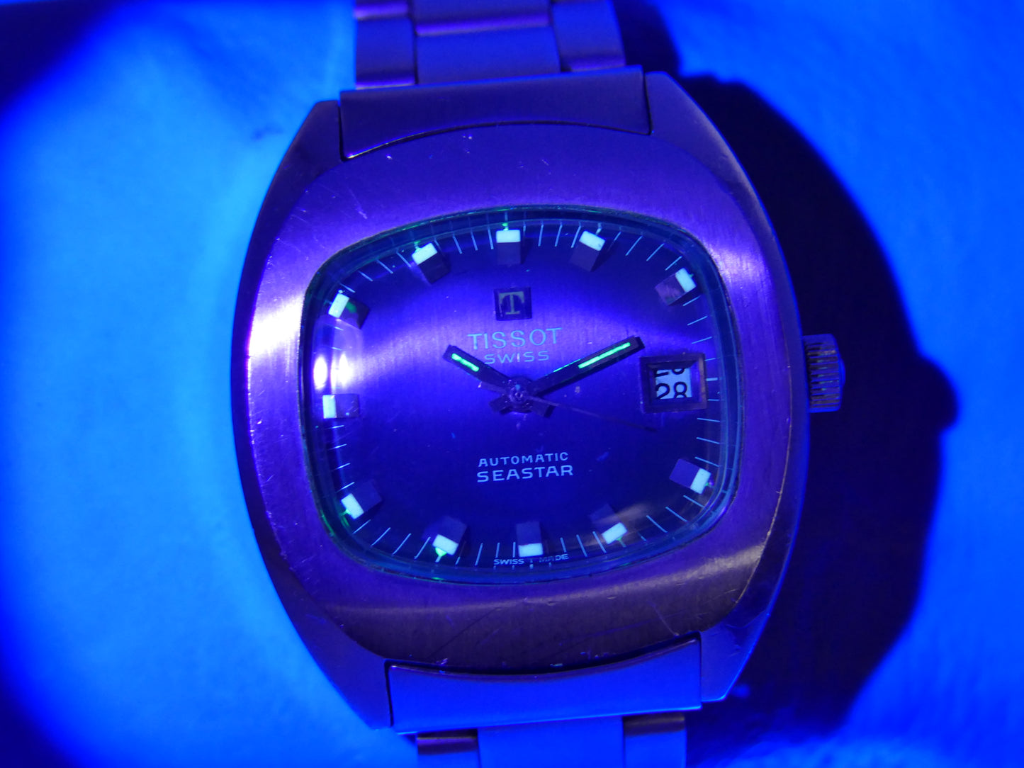 70s vintage watch mens Tissot seastar ref 44807 -2X automatic 2481 blue dial