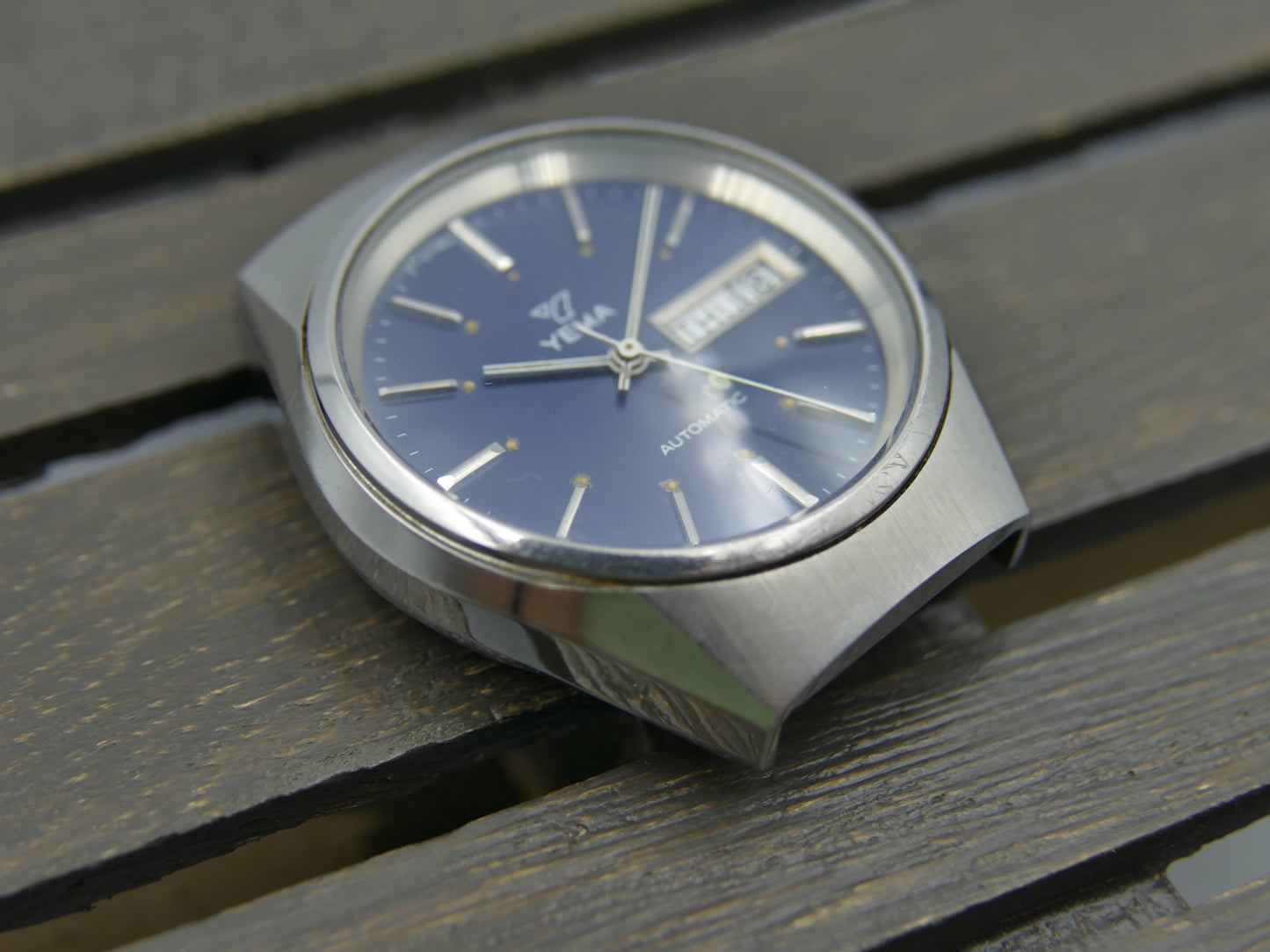 70s vintage watch mens Yema 71116 blue dial automatic FE 4612 Steel MINT