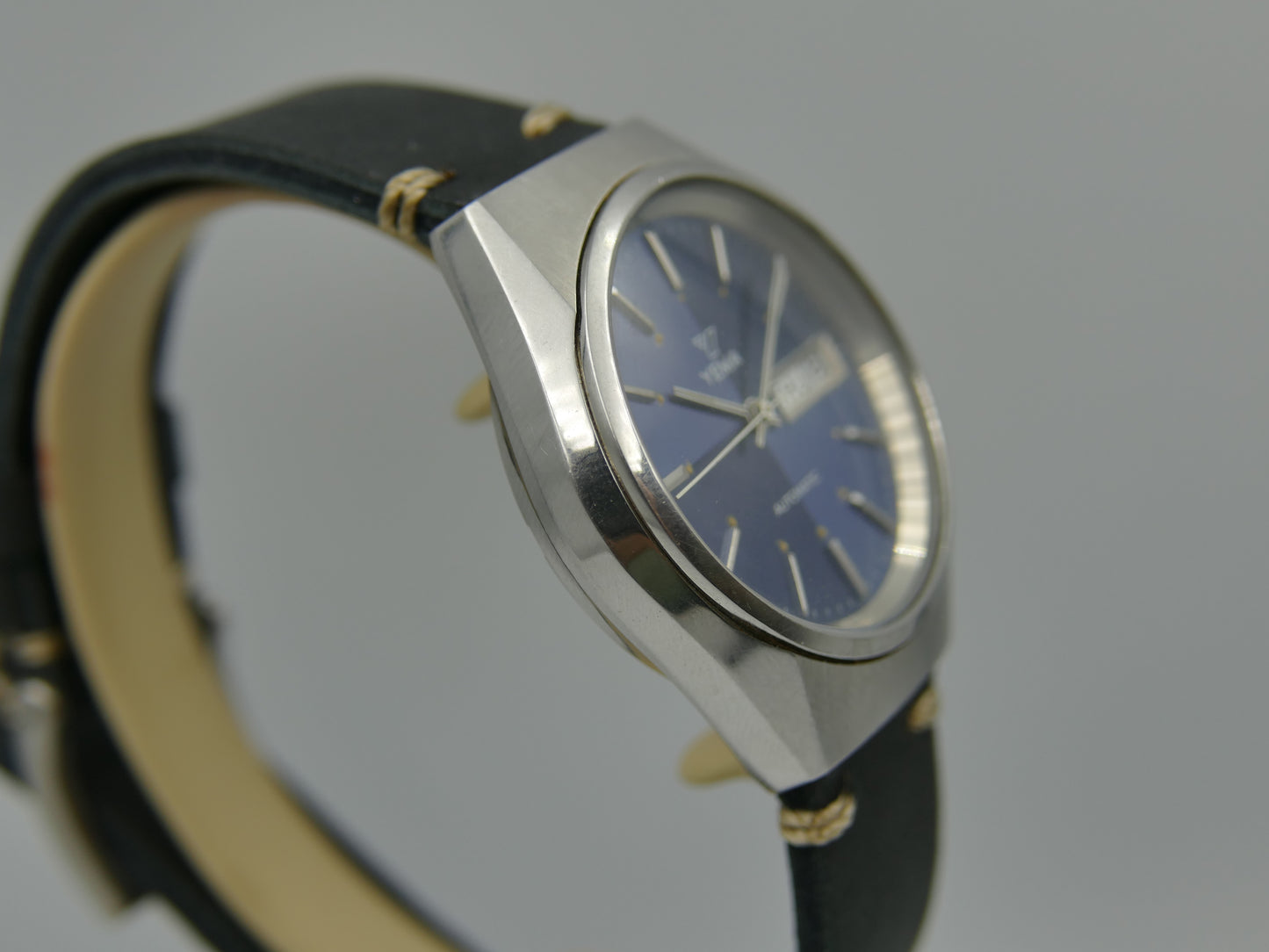 70s vintage watch mens Yema 71116 blue dial automatic FE 4612 Steel MINT