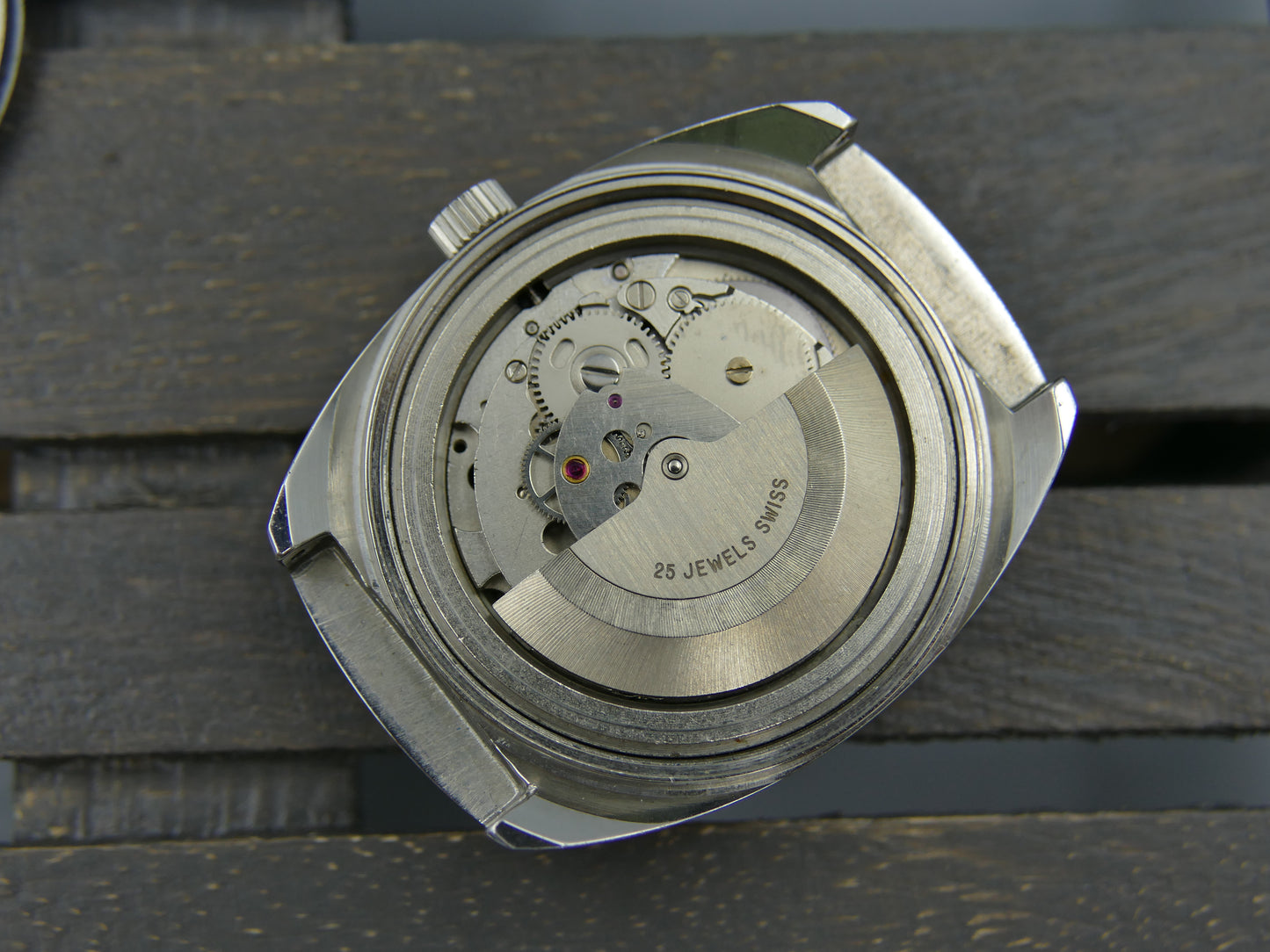 70s vintage watch mens Ogival a2614 burgundy automatic AS 2066 NOS