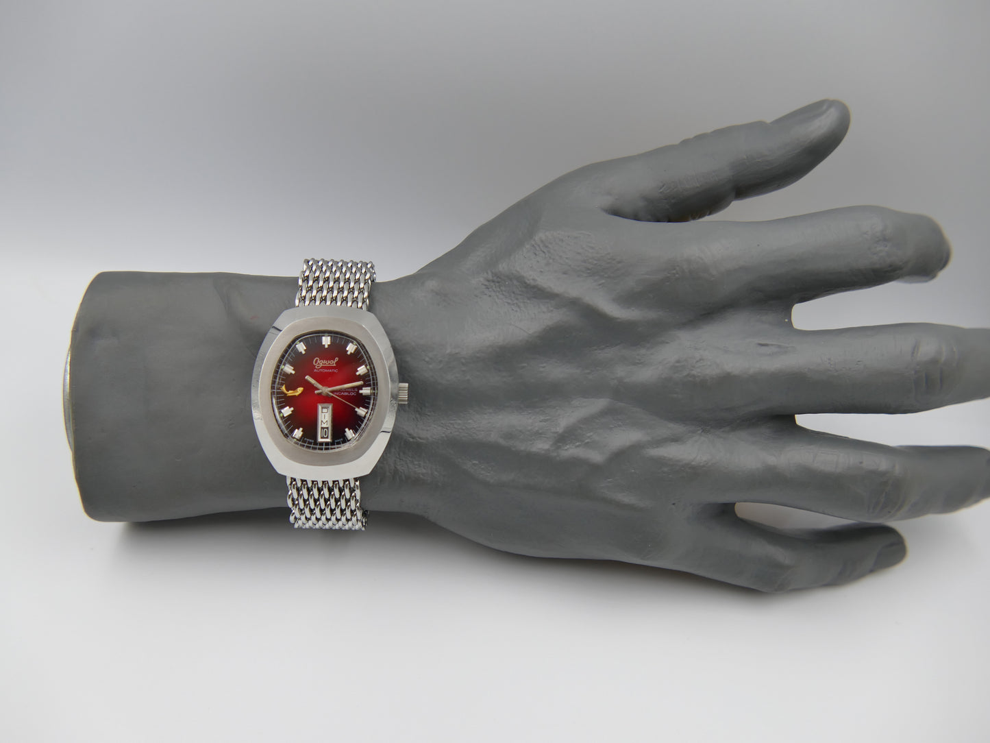 70s vintage watch mens Ogival a2614 burgundy automatic AS 2066 NOS