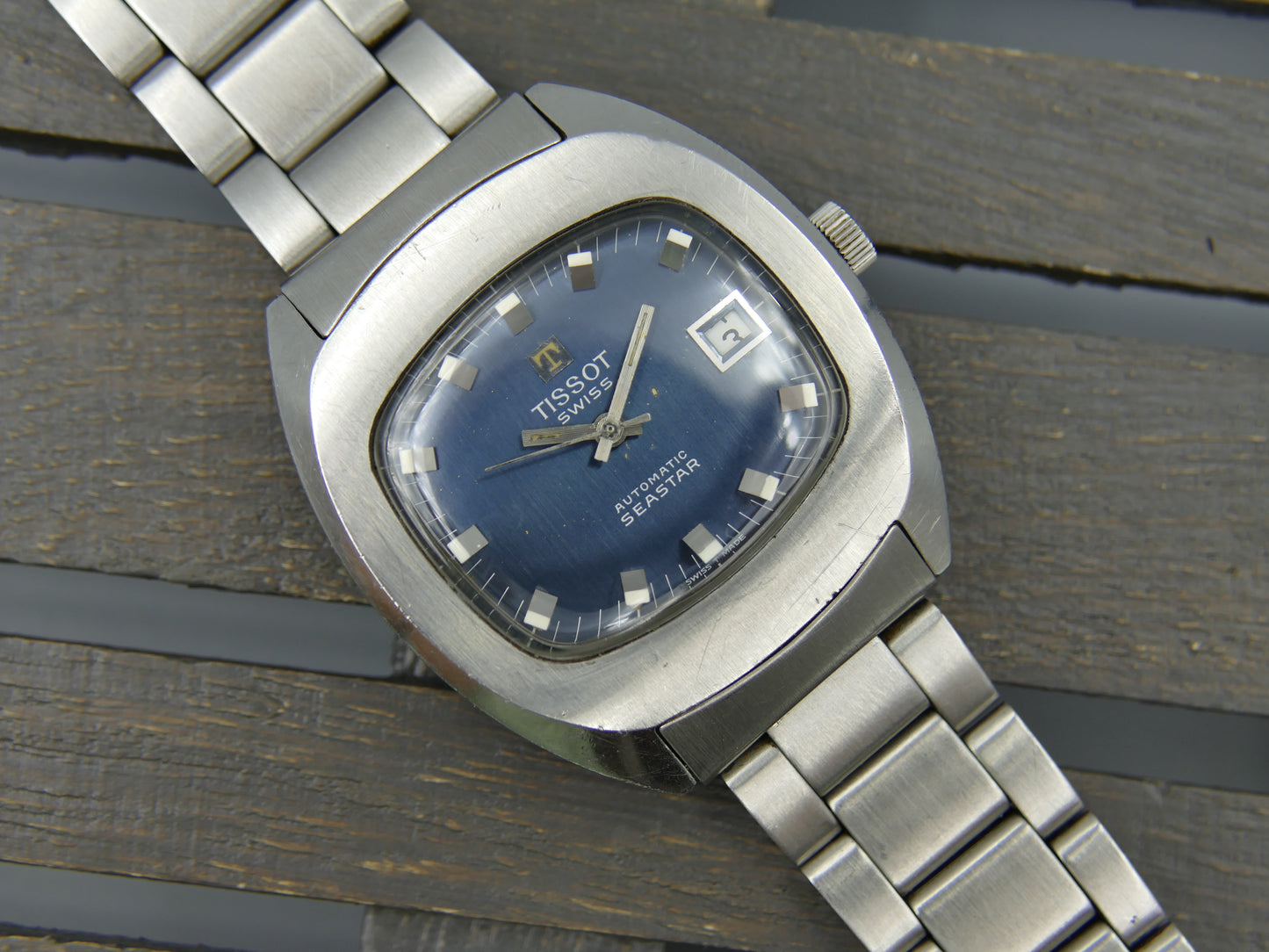 70s vintage watch mens Tissot seastar ref 44807 -2X automatic 2481 blue dial
