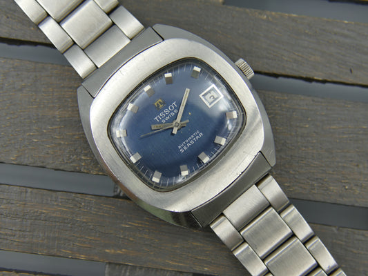 70s vintage watch mens Tissot seastar ref 44807 -2X automatic 2481 blue dial