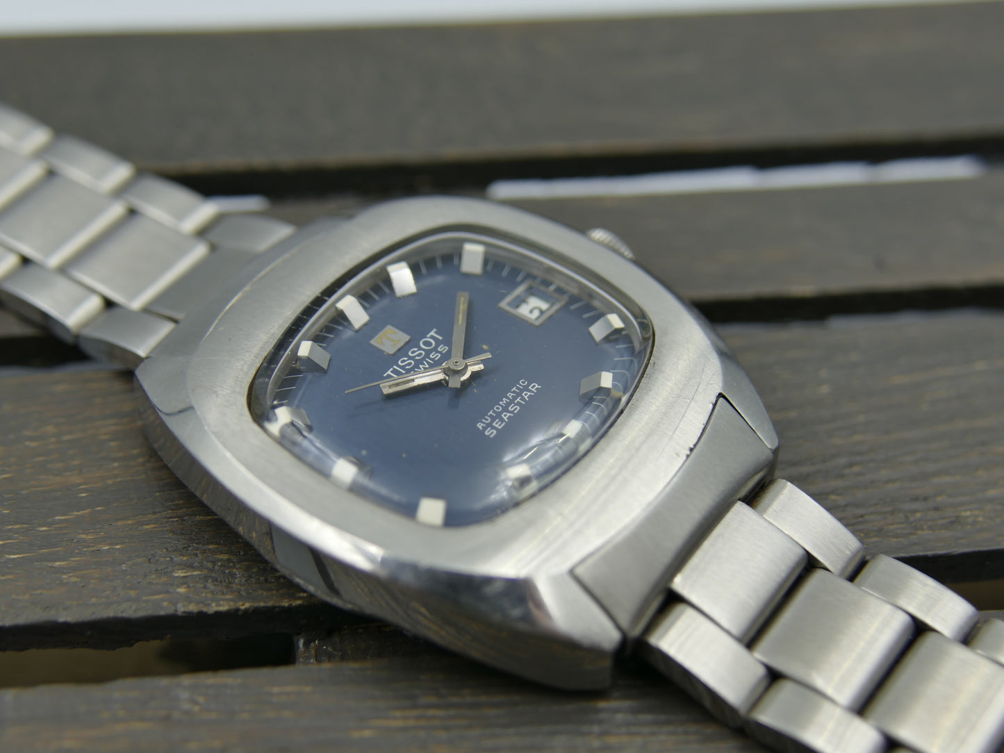 70s vintage watch mens Tissot seastar ref 44807 -2X automatic 2481 blue dial