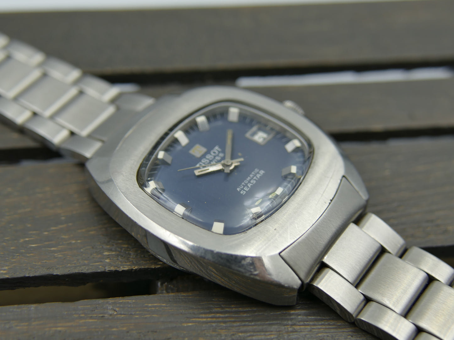 70s vintage watch mens Tissot seastar ref 44807 -2X automatic 2481 blue dial