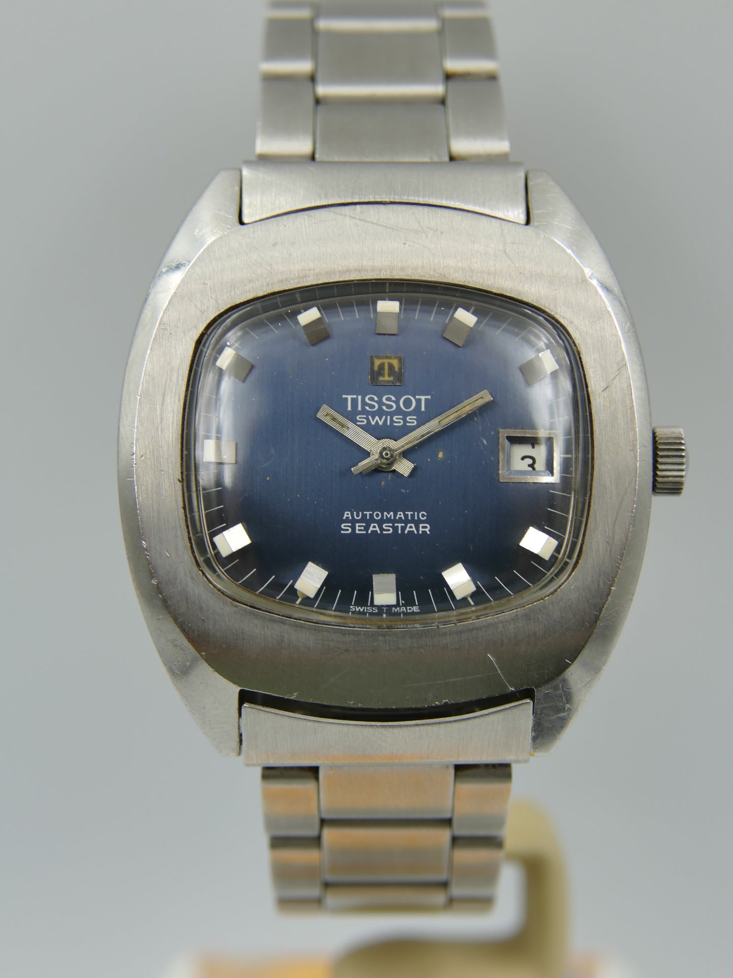 70s vintage watch mens Tissot seastar ref 44807 -2X automatic 2481 blue dial