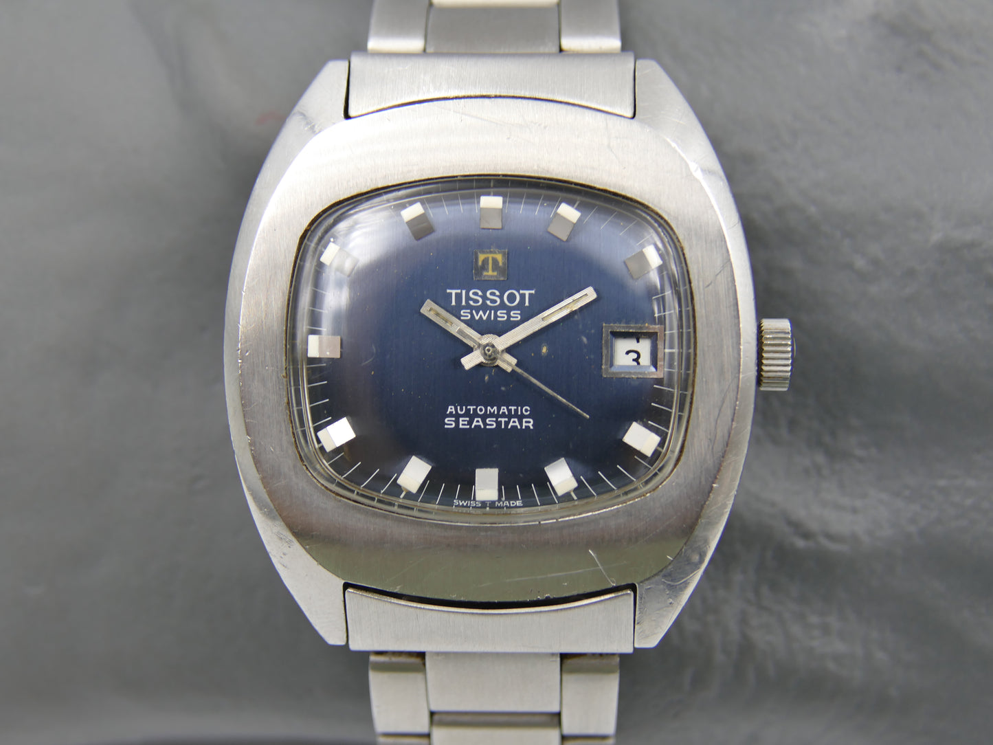 70s vintage watch mens Tissot seastar ref 44807 -2X automatic 2481 blue dial