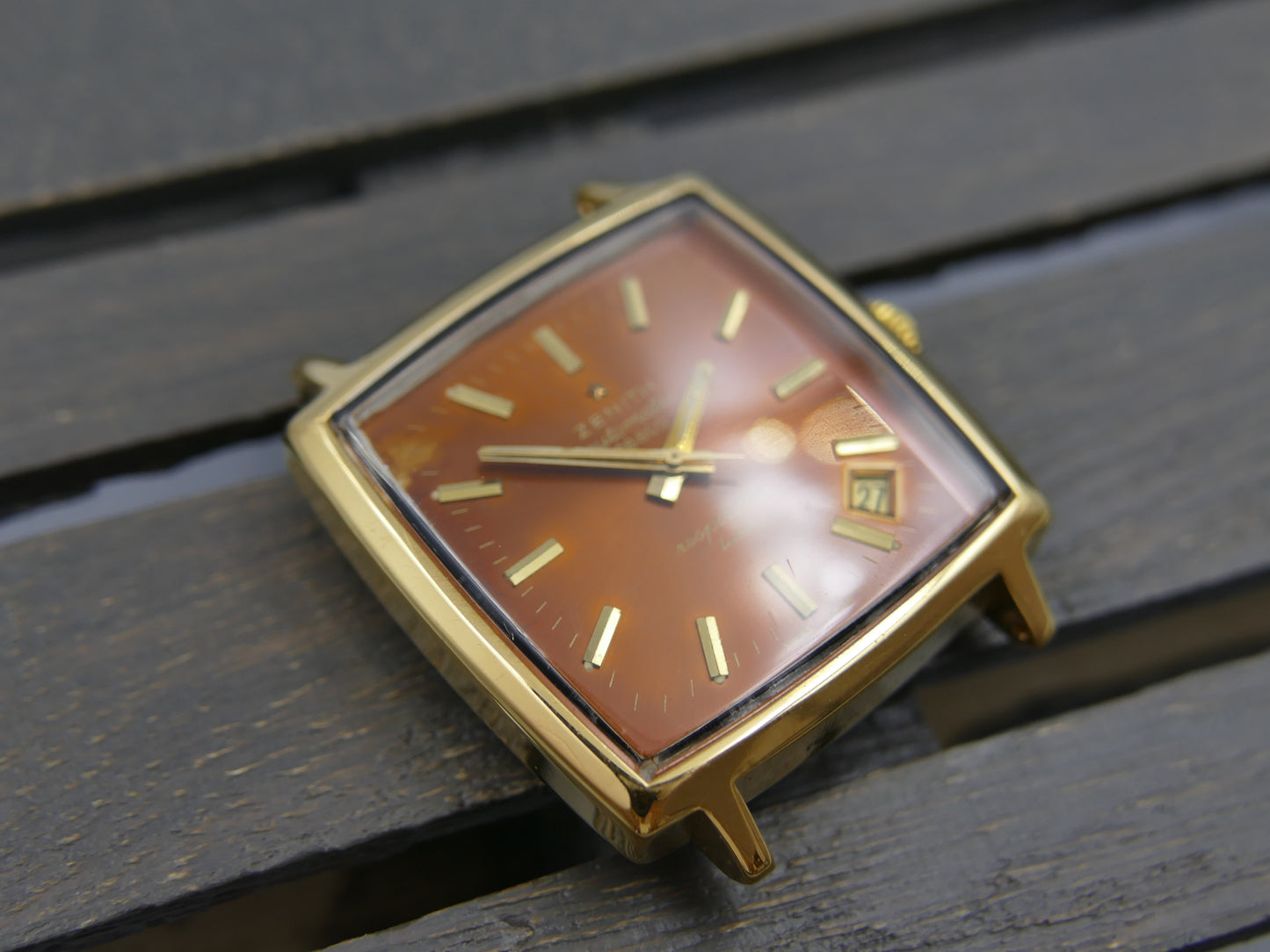 70s vintage watch mens Zenith respirator Luxe automatic 2562 tropical dial serviced
