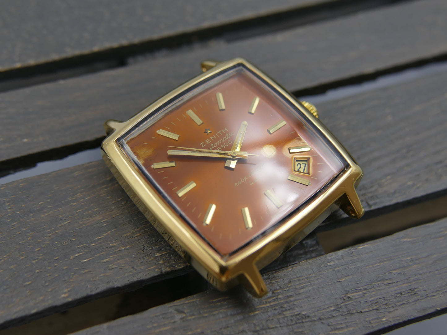 70s vintage watch mens Zenith respirator Luxe automatic 2562 tropical dial serviced
