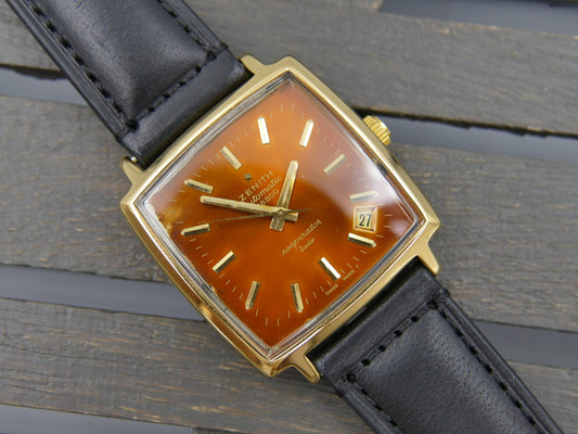 70s vintage watch mens Zenith respirator Luxe automatic 2562 tropical dial serviced