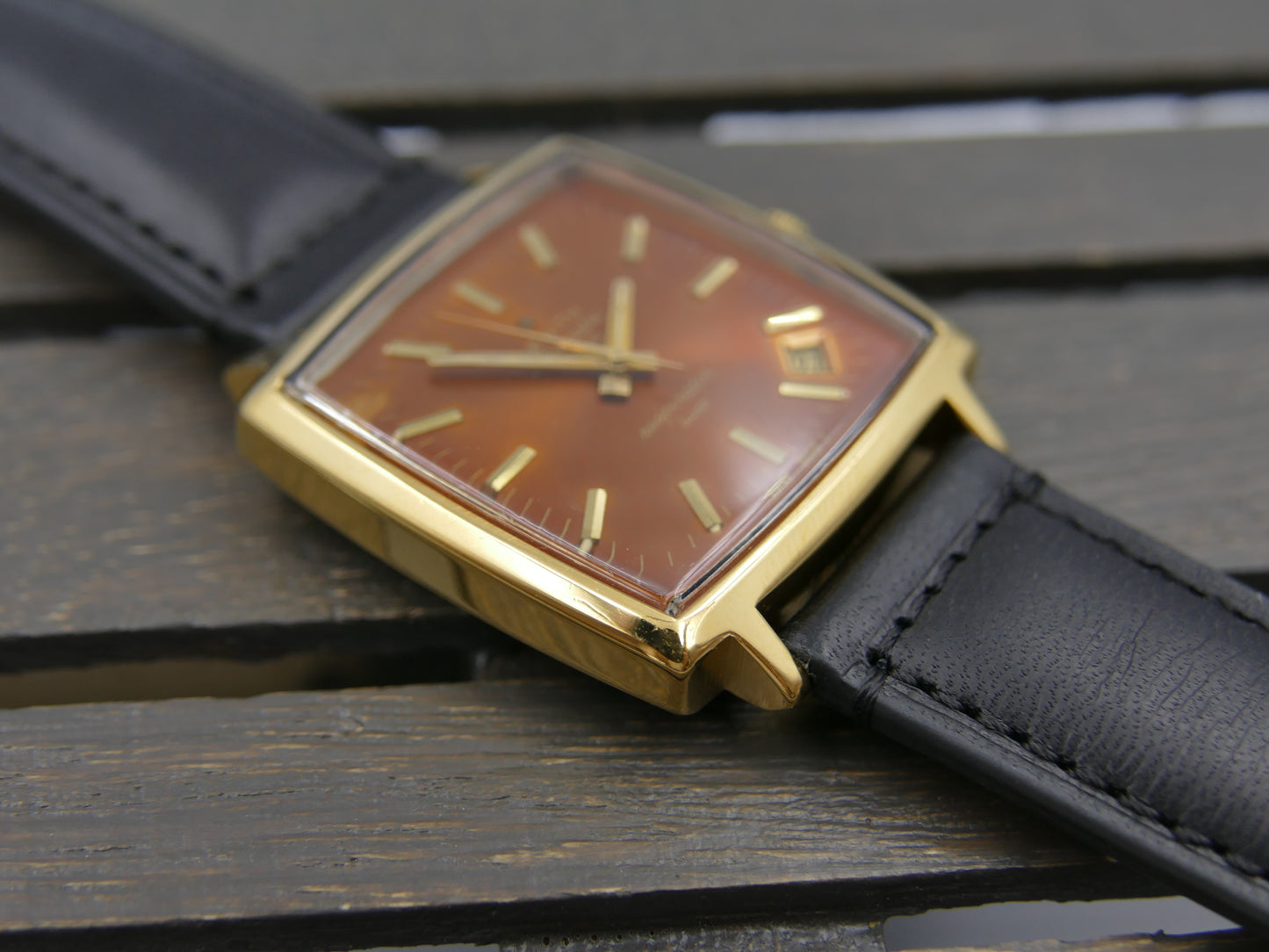 70s vintage watch mens Zenith respirator Luxe automatic 2562 tropical dial serviced