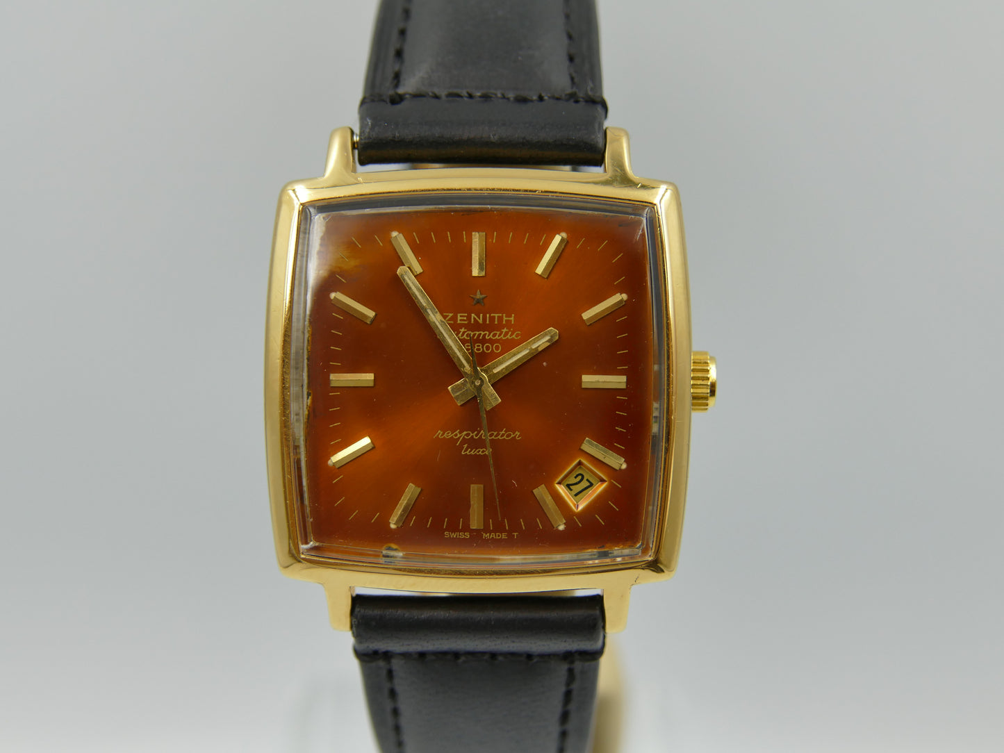 70s vintage watch mens Zenith respirator Luxe automatic 2562 tropical dial serviced