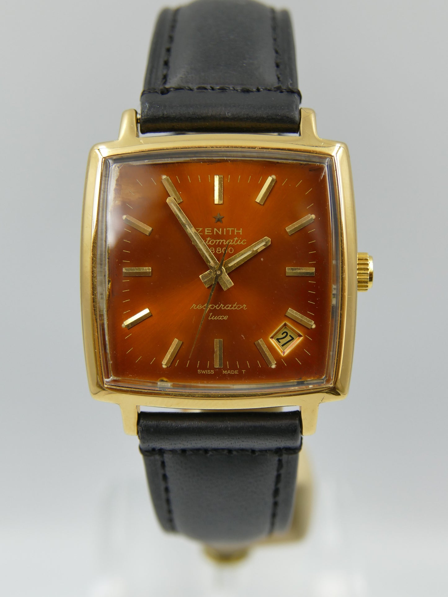 70s vintage watch mens Zenith respirator Luxe automatic 2562 tropical dial serviced