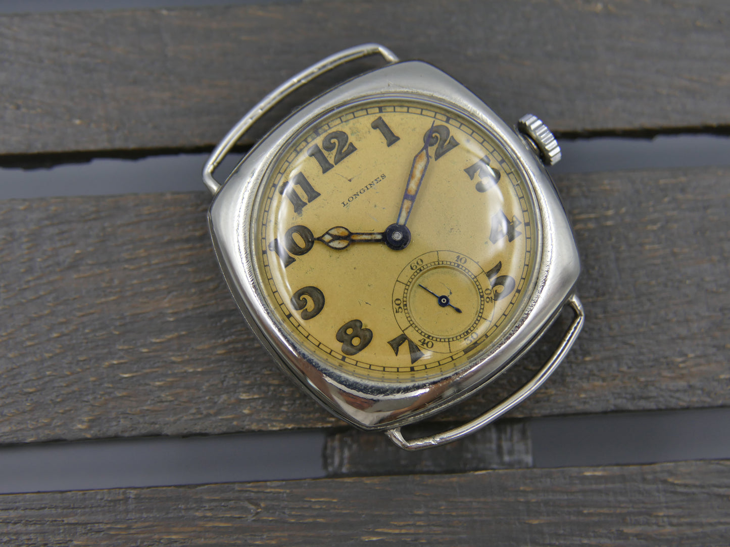20s vintage watch mens Longines trench military hand wind 13.34 tropical dial serviced