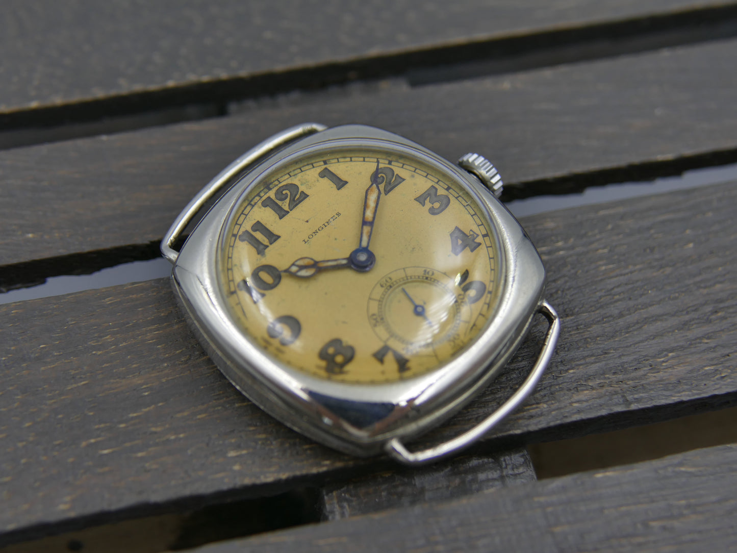 20s vintage watch mens Longines trench military hand wind 13.34 tropical dial serviced