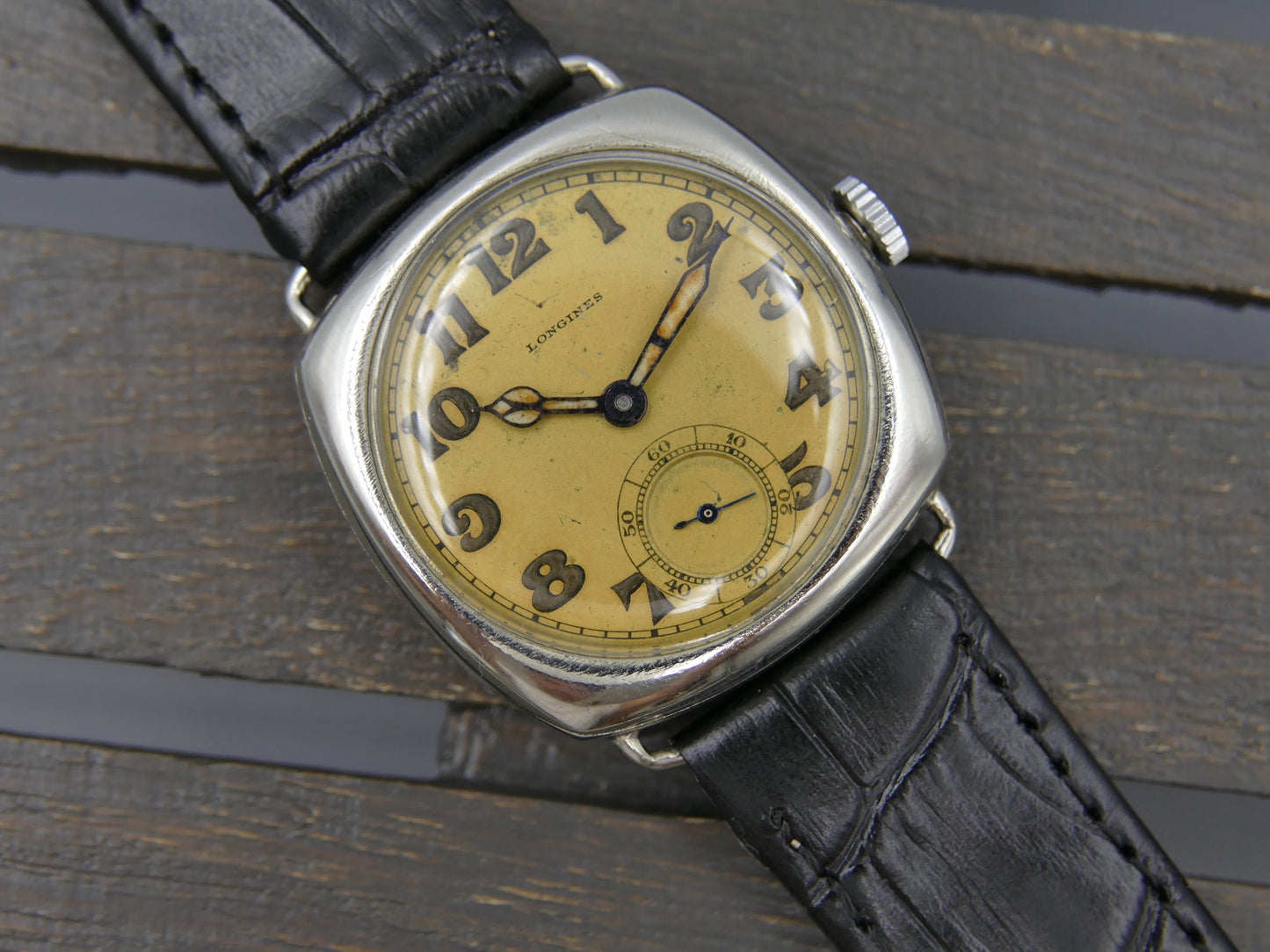 20s vintage watch mens Longines trench military hand wind 13.34 tropical dial serviced