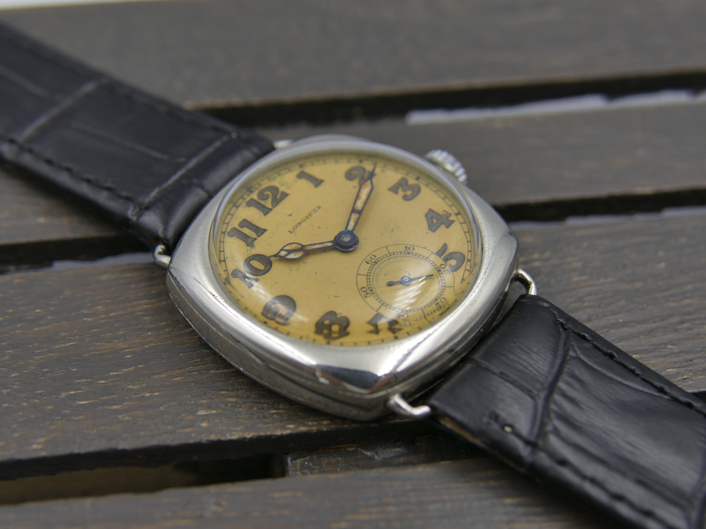 20s vintage watch mens Longines trench military hand wind 13.34 tropical dial serviced