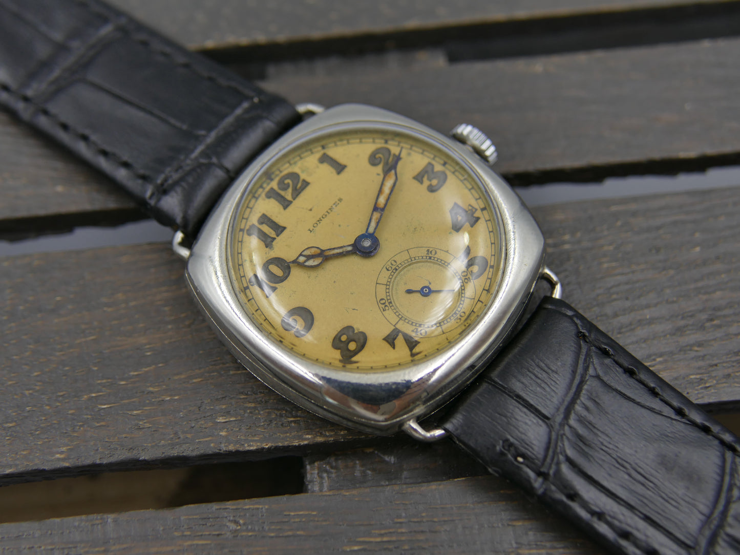 20s vintage watch mens Longines trench military hand wind 13.34 tropical dial serviced