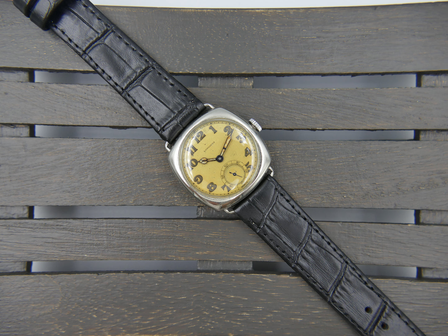 20s vintage watch mens Longines trench military hand wind 13.34 tropical dial serviced