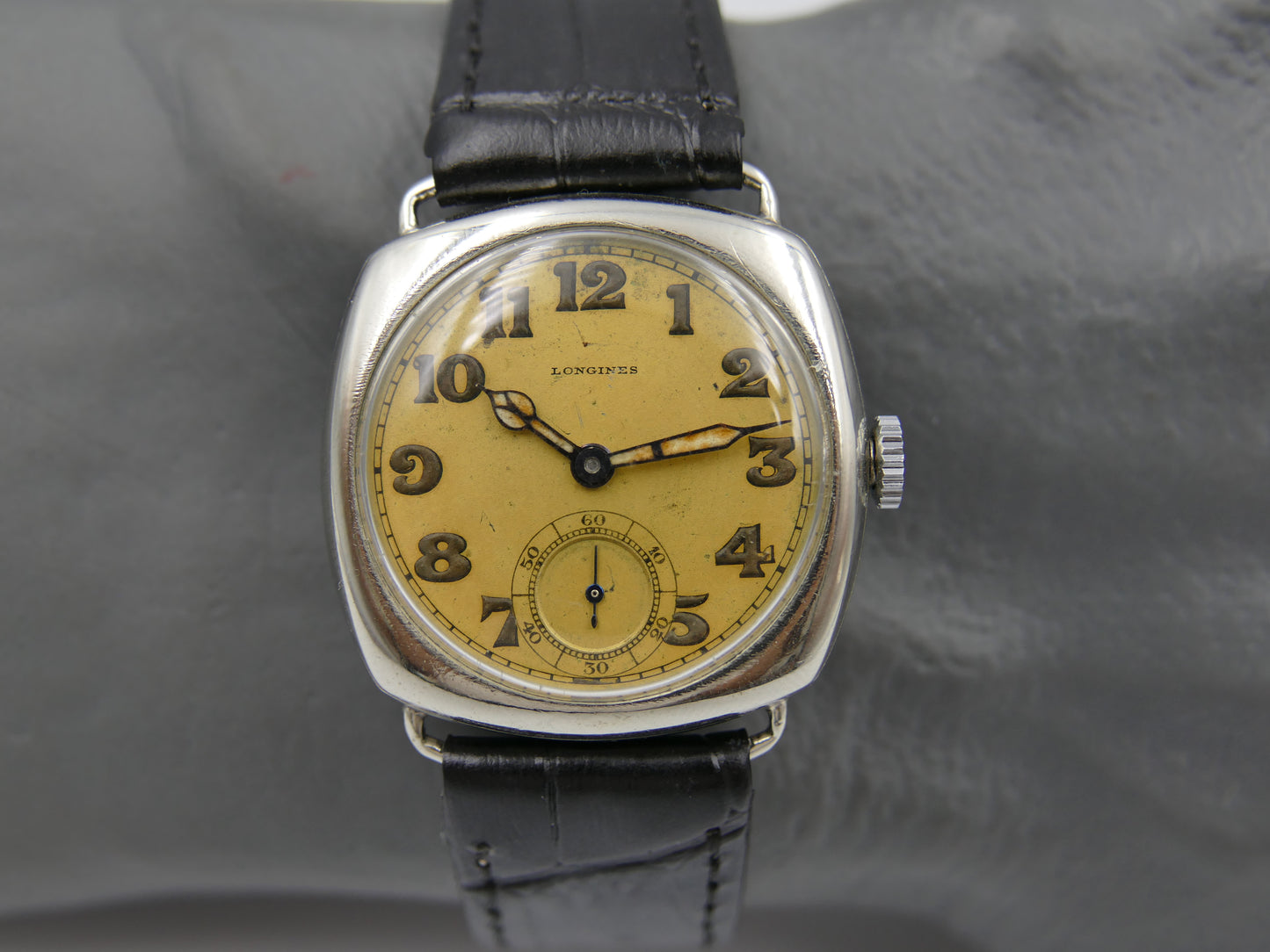 20s vintage watch mens Longines trench military hand wind 13.34 tropical dial serviced