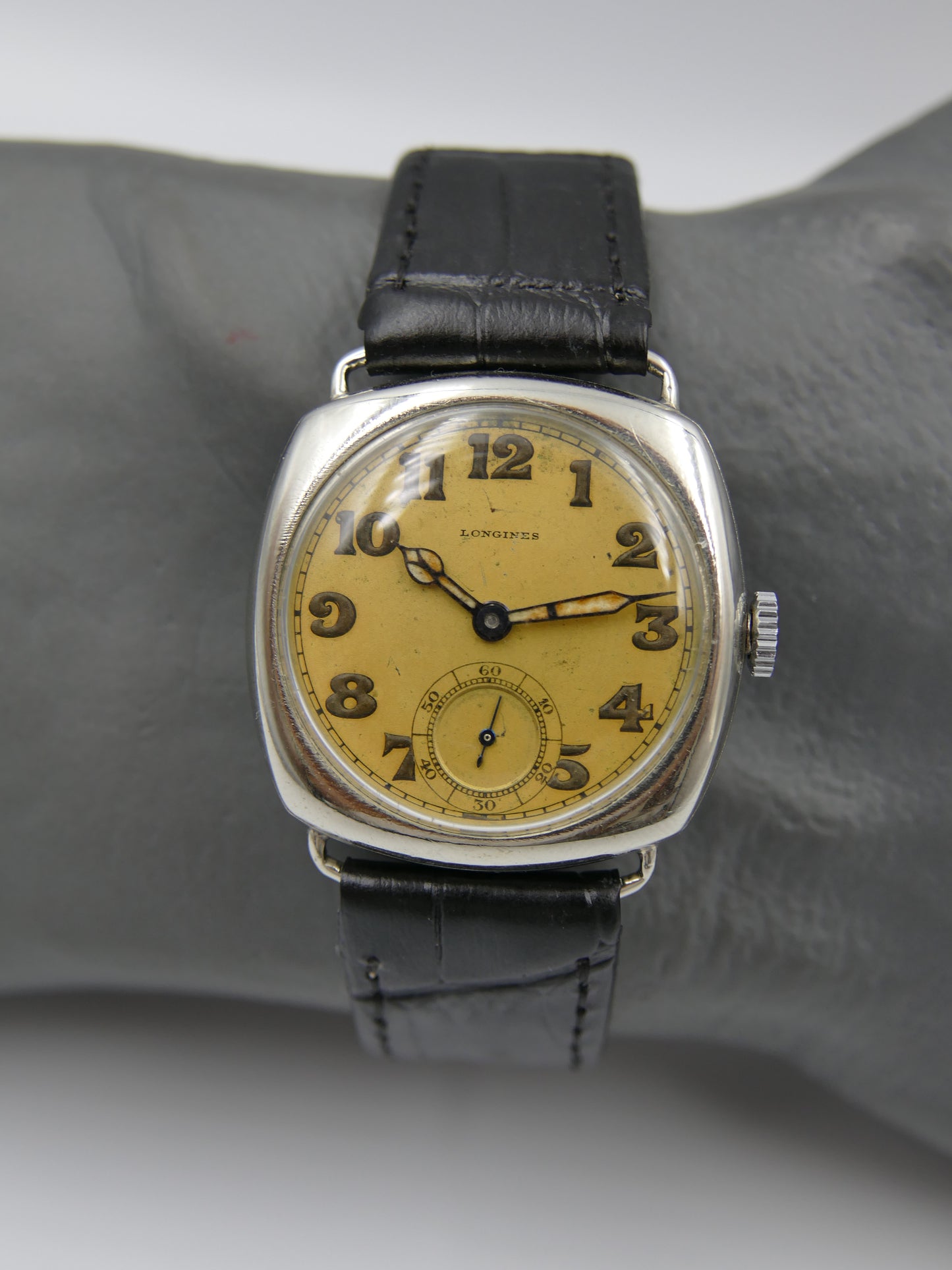 20s vintage watch mens Longines trench military hand wind 13.34 tropical dial serviced