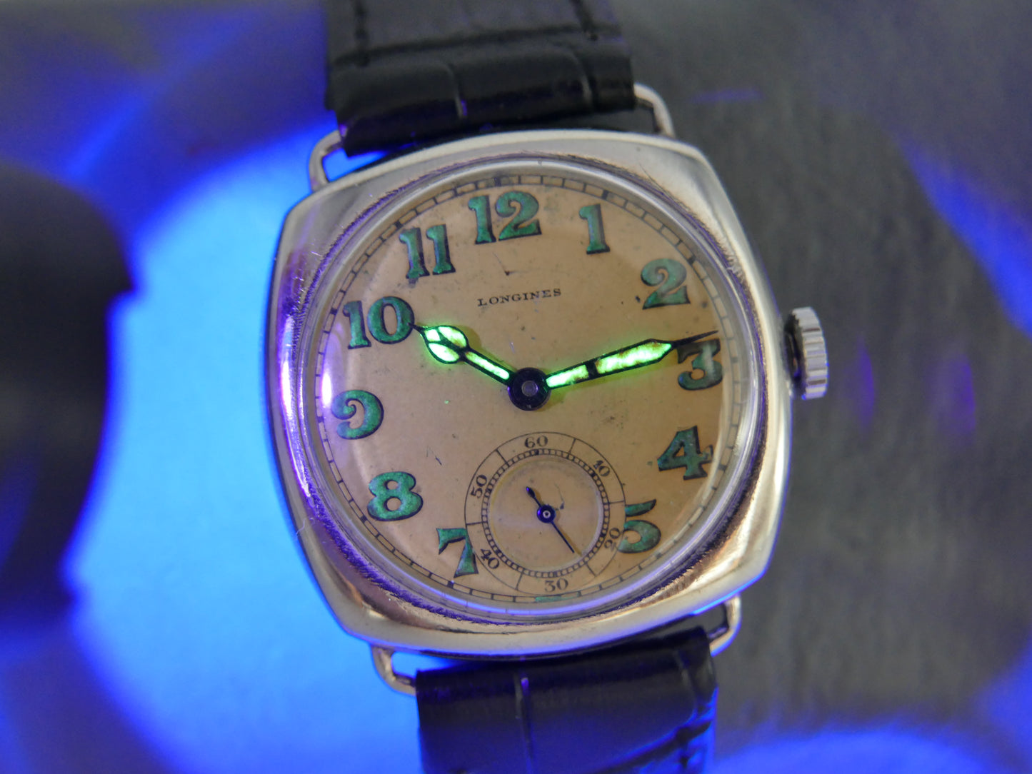 20s vintage watch mens Longines trench military hand wind 13.34 tropical dial serviced