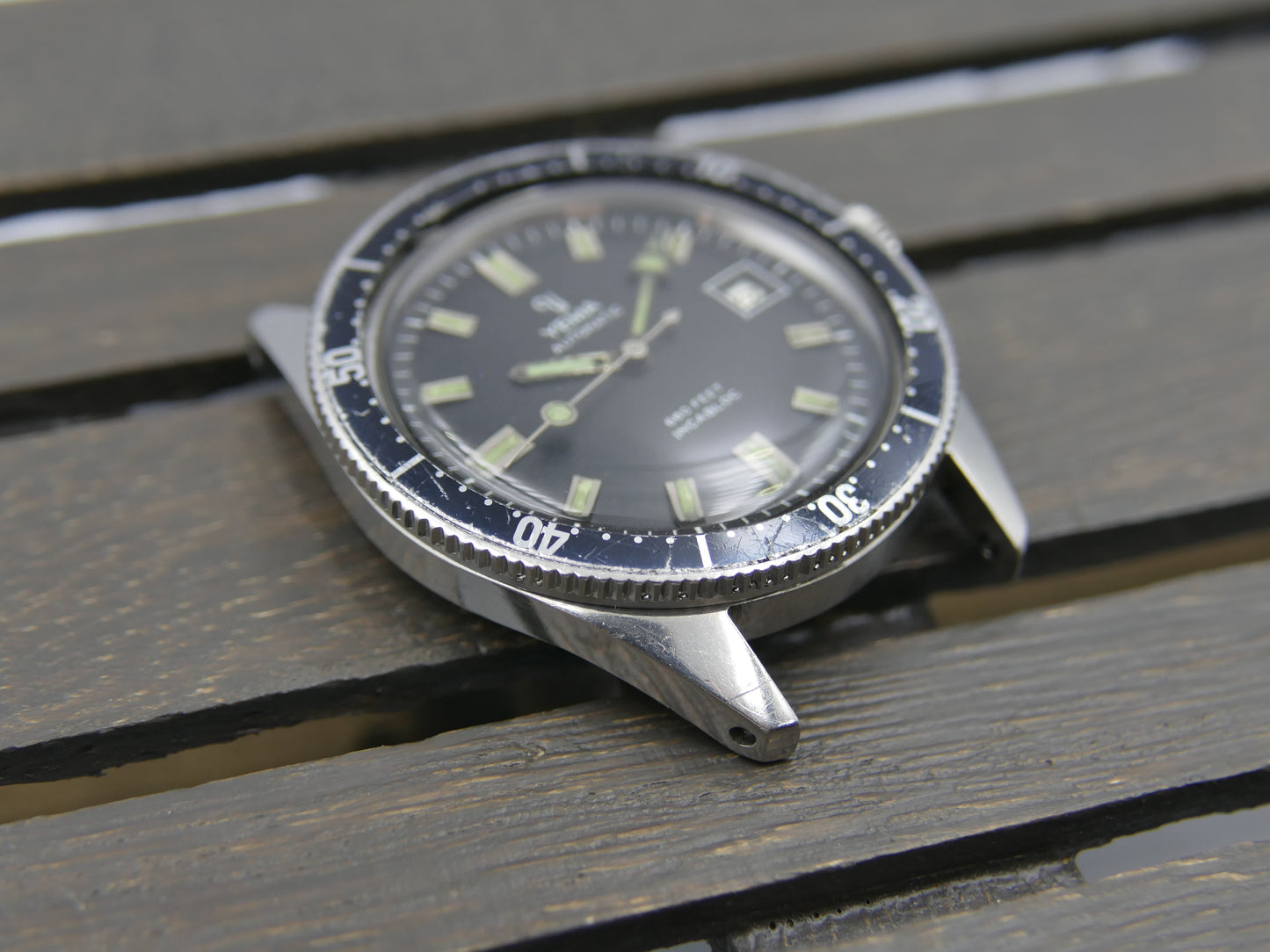 60s vintage watch mens Yema 660 feet SKIN DIVER ref. 8755 Steel Pre superman 37mm