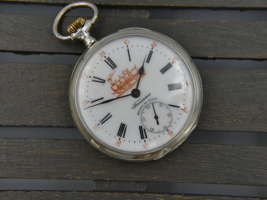 10s vintage gousset pocket watch Fenianos Silver 0.800 Swiss Made Railway Edition